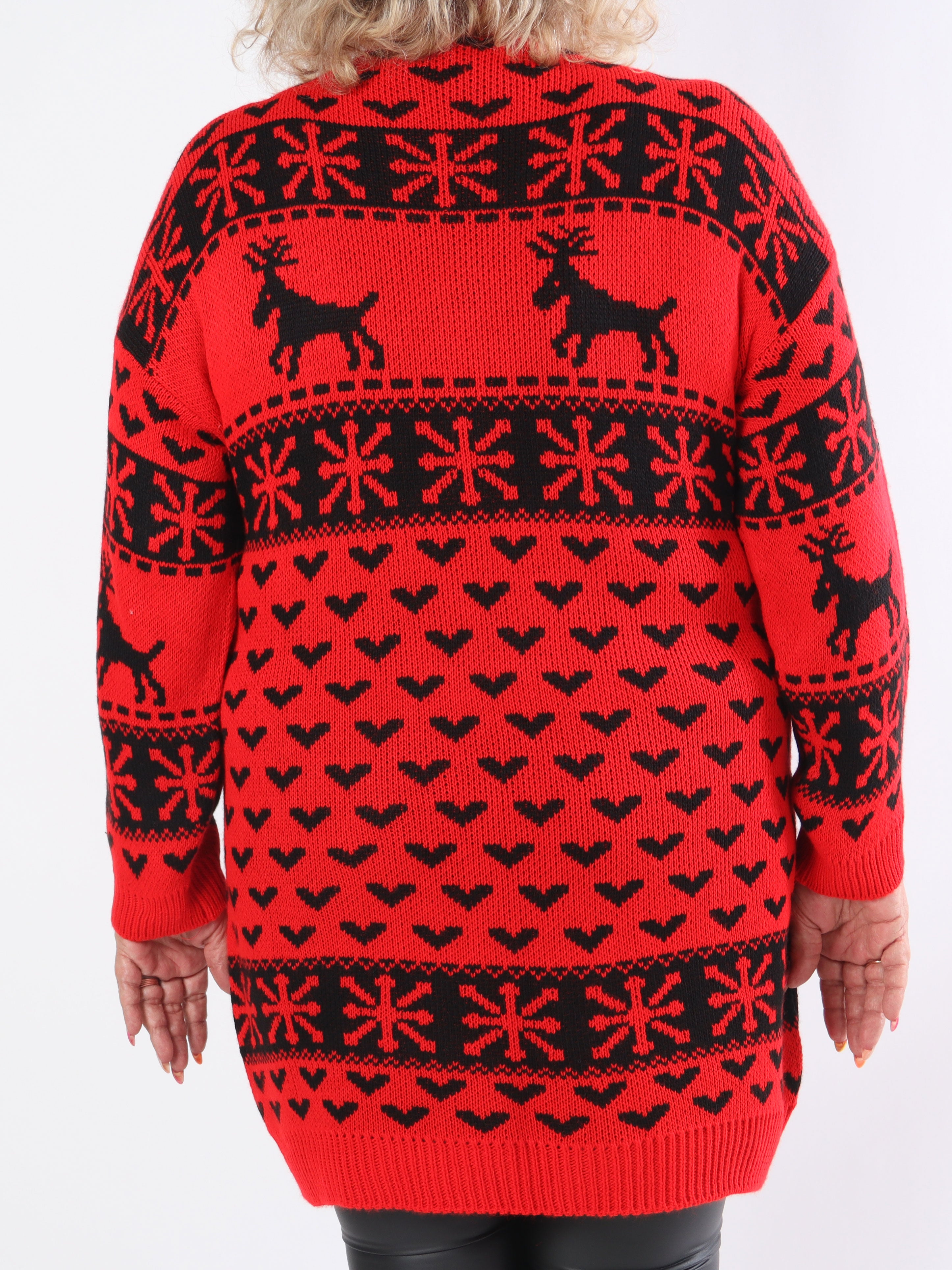 Rudolf - Sød plus size strikkjole med julemotiver